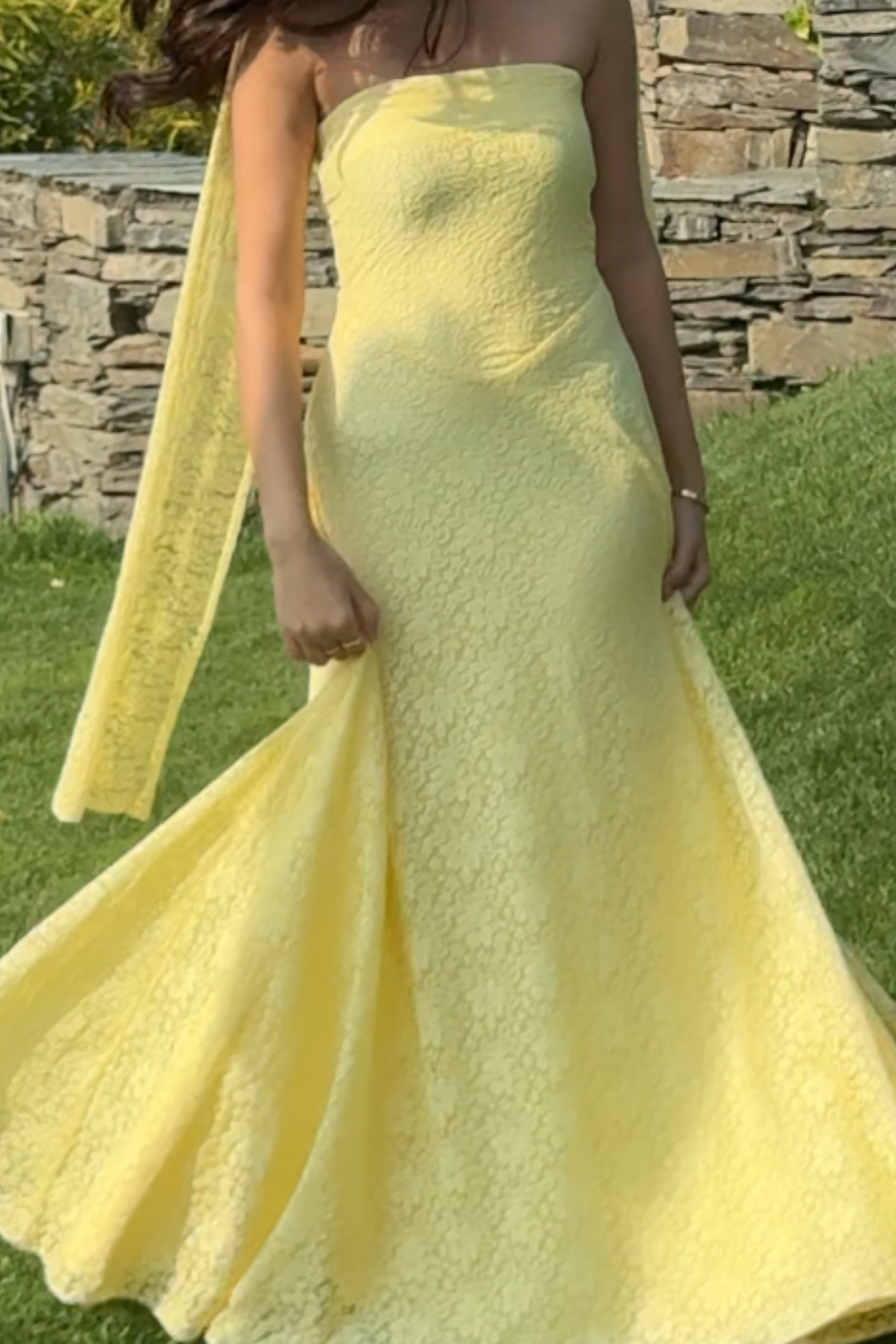 Butter Yellow Lace FLOW dress with dupatta