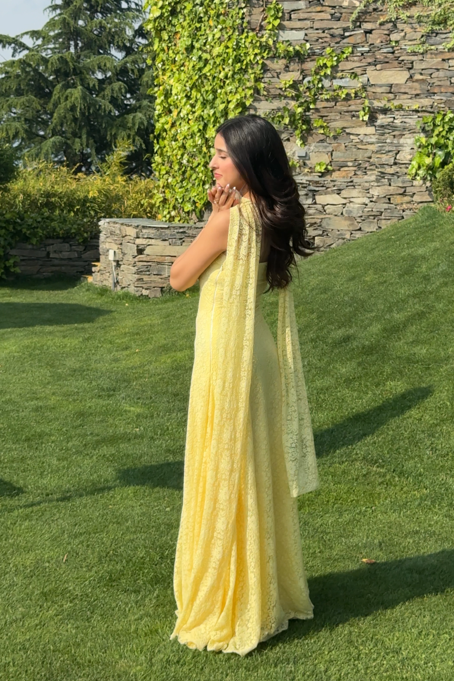 Butter Yellow Lace FLOW dress with dupatta