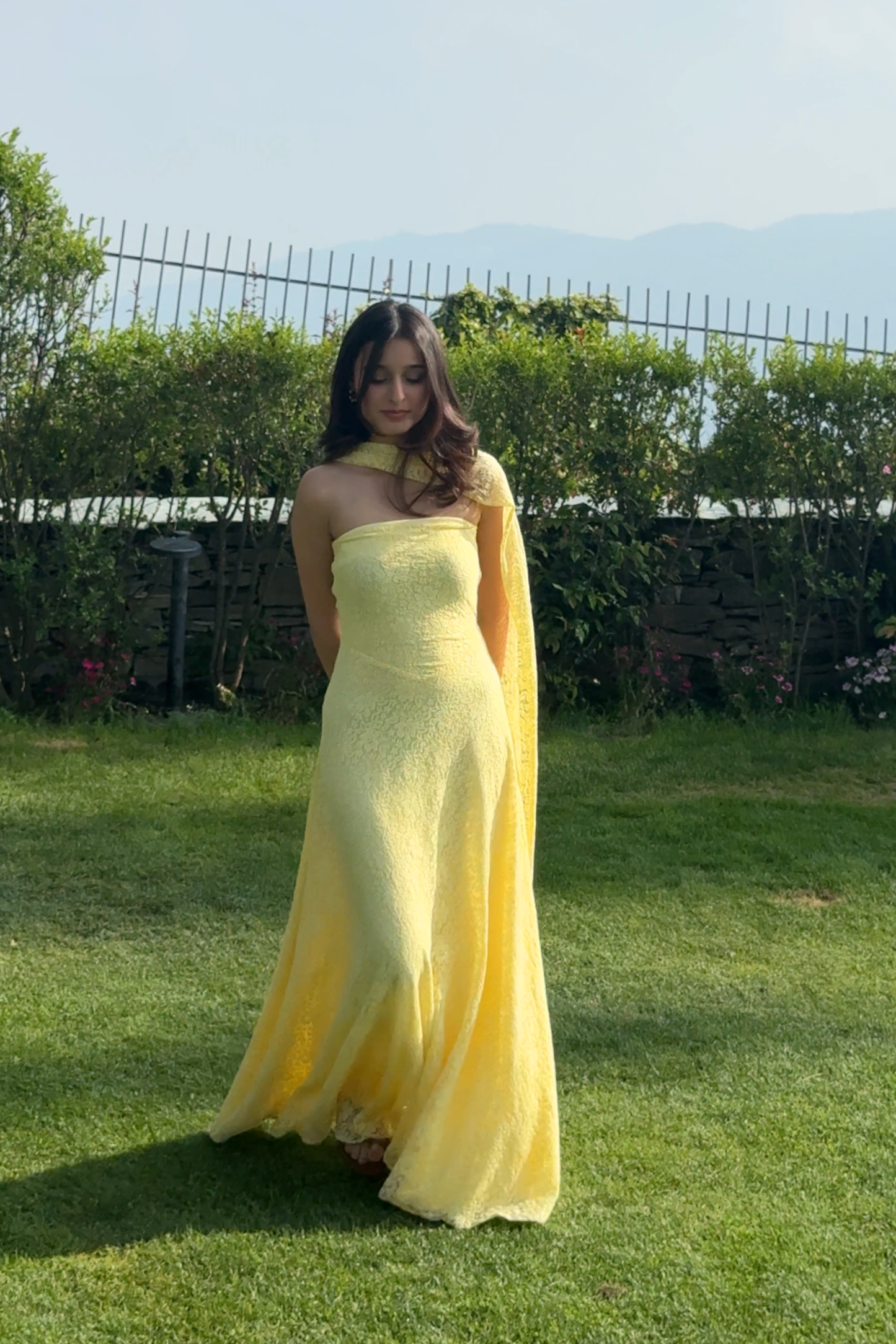 Butter Yellow Lace FLOW dress with dupatta