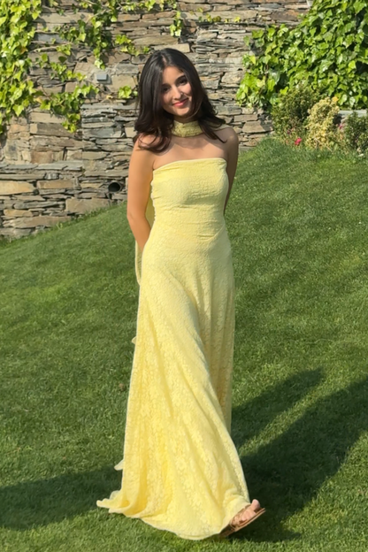 Butter Yellow Lace FLOW dress with dupatta