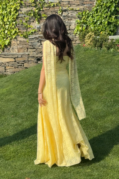 Butter Yellow Lace FLOW dress with dupatta