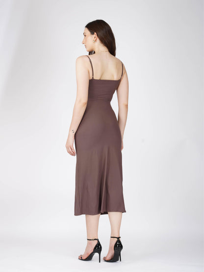Brown Cowl Neck Dress - Glow Dress (Coco)
