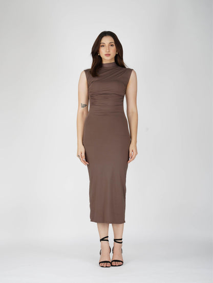 Brown Collared Yoke Dress - Zephyr Dress (Coco)