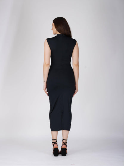 Black Collared Yoke Dress - Zephyr Dress (Onyx)