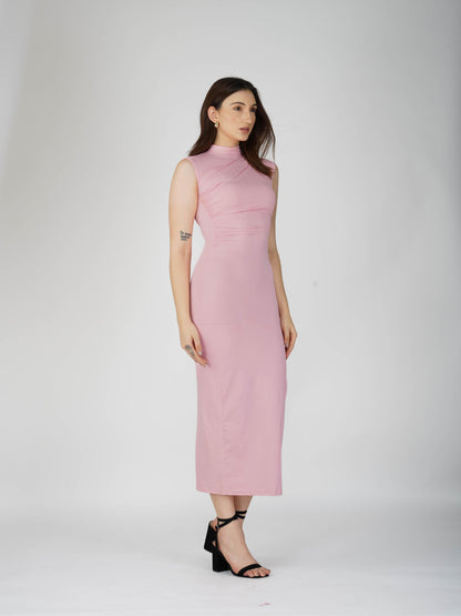 Pink Collared Yoke Dress - Zephyr Dress (Flamingo)