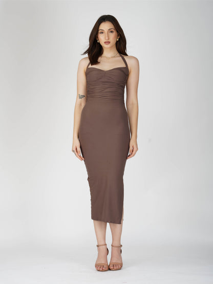 Brown Sweetheart Neckline Dress - Ray Dress (Coco)