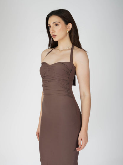 Brown Sweetheart Neckline Dress - Ray Dress (Coco)