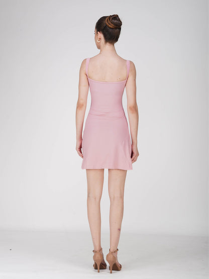 Pink Square Neck Dress - Shade Dress (Flamingo)
