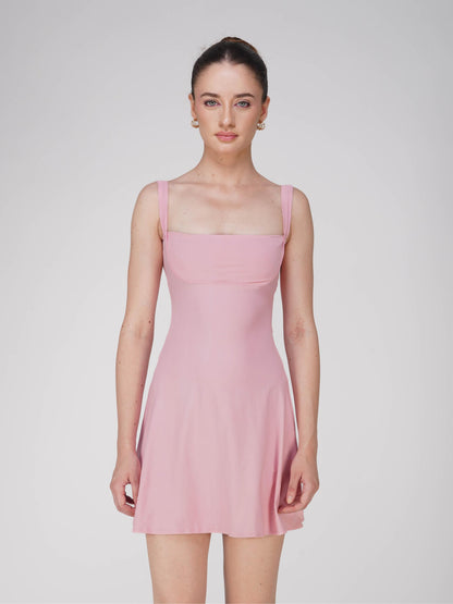 Pink Square Neck Dress - Shade Dress (Flamingo)