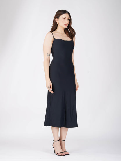 Black Cowl Neck Dress - Glow Dress (Onyx)