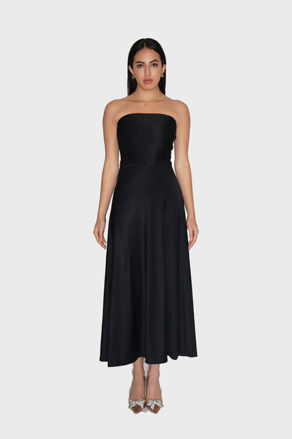 Black Flare Tube Dress - Flow Dress (Onyx)