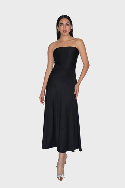 Black Flare Tube Dress - Flow Dress (Onyx)