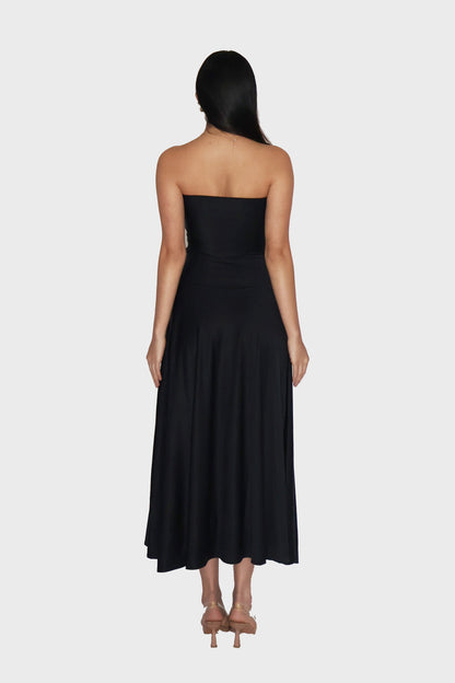 Black Flare Tube Dress - Flow Dress (Onyx)