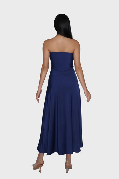Blue Flare Tube Dress - Flow Dress (Navy)