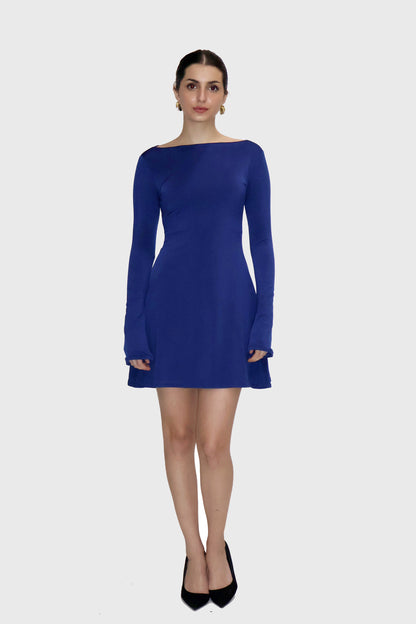 Blue  Short Flare Dress - Blair Dress (Navy)