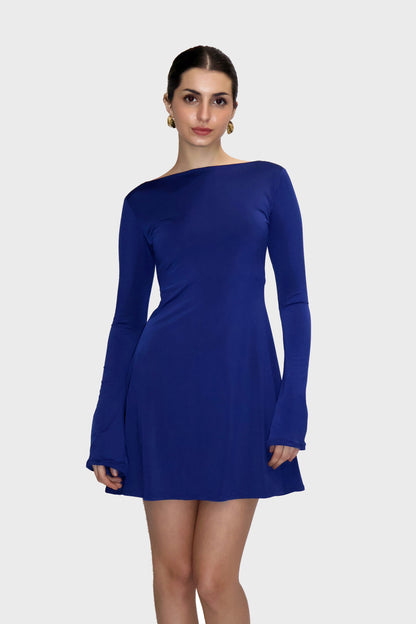 Blue  Short Flare Dress - Blair Dress (Navy)