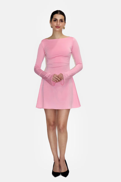 Pink  Short Flare  Dress - Blair Dress (Flamingo)