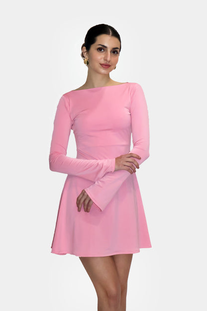 Pink  Short Flare  Dress - Blair Dress (Flamingo)
